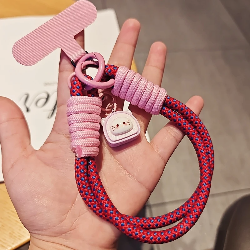 手提手腕手机挂绳短款简约时尚夹片式手机壳通用吊绳双股防丢挂件