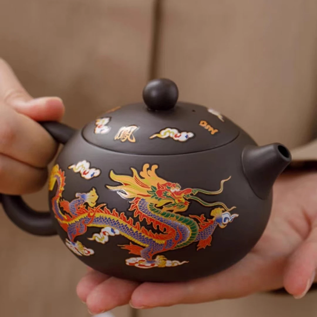 【汇儒堂】遇热变色紫砂壶西施凤鸣壶功夫茶具家用泡茶壶龙凤壶