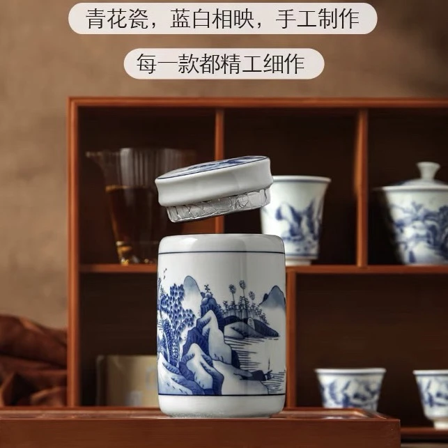 手工复古陶瓷茶叶罐大容量600毫升