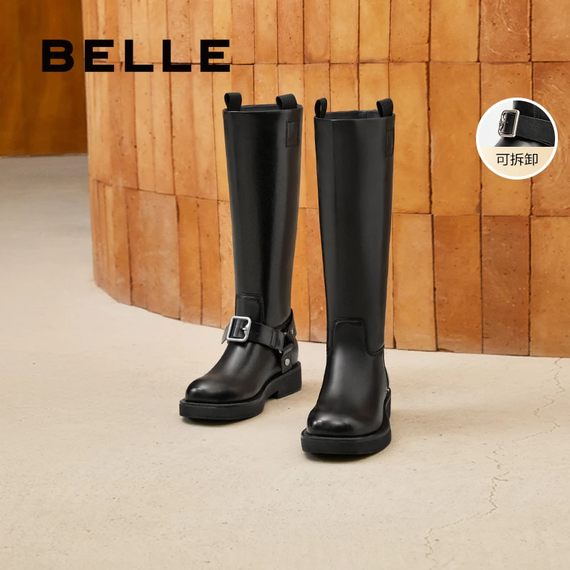 【很高兴专属】百丽增高骑士靴女24冬新时髦靴子显瘦时尚靴B2171DG4