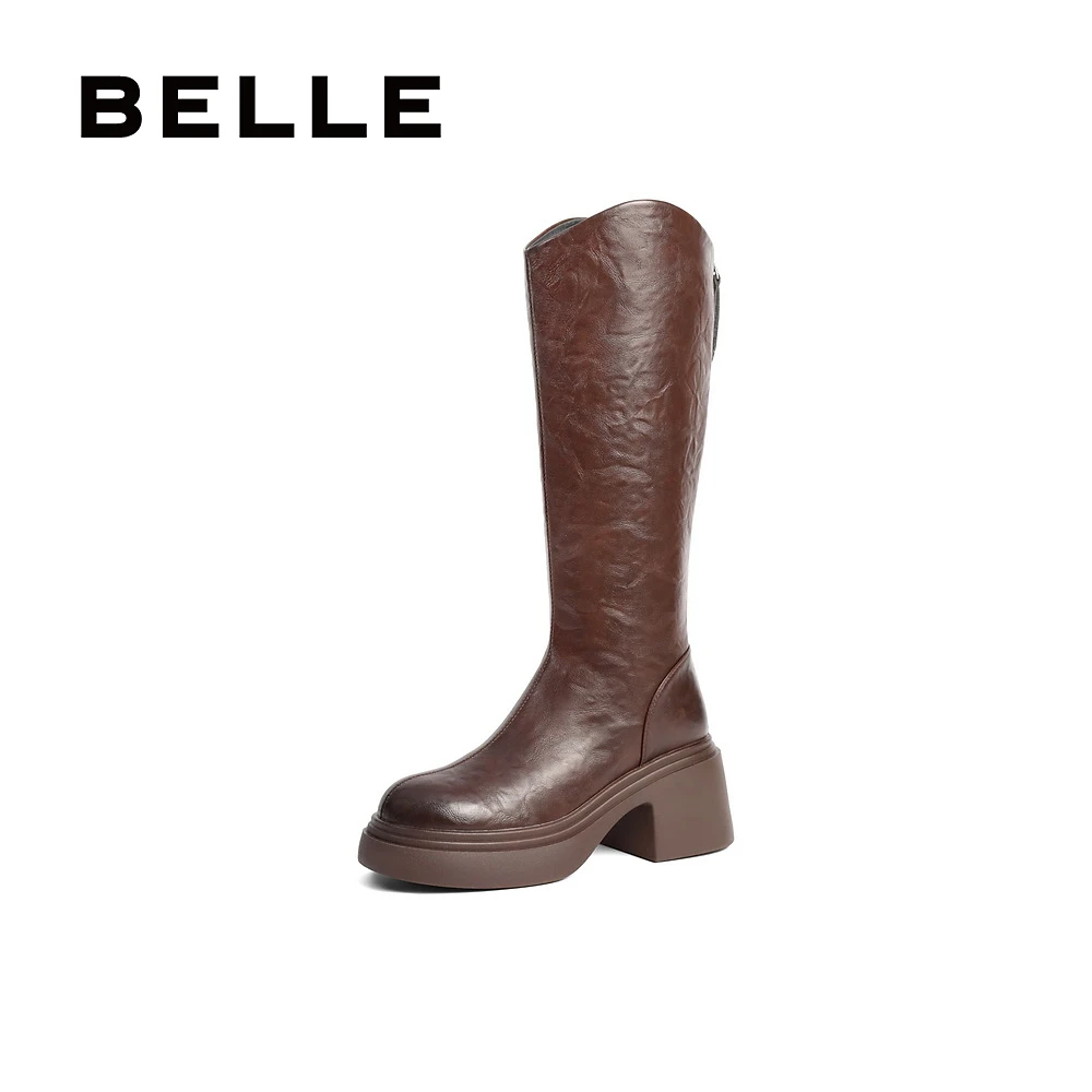 百丽休闲显瘦时尚百搭舒适弹力高靴女冬新增高厚底长靴B2364DG4