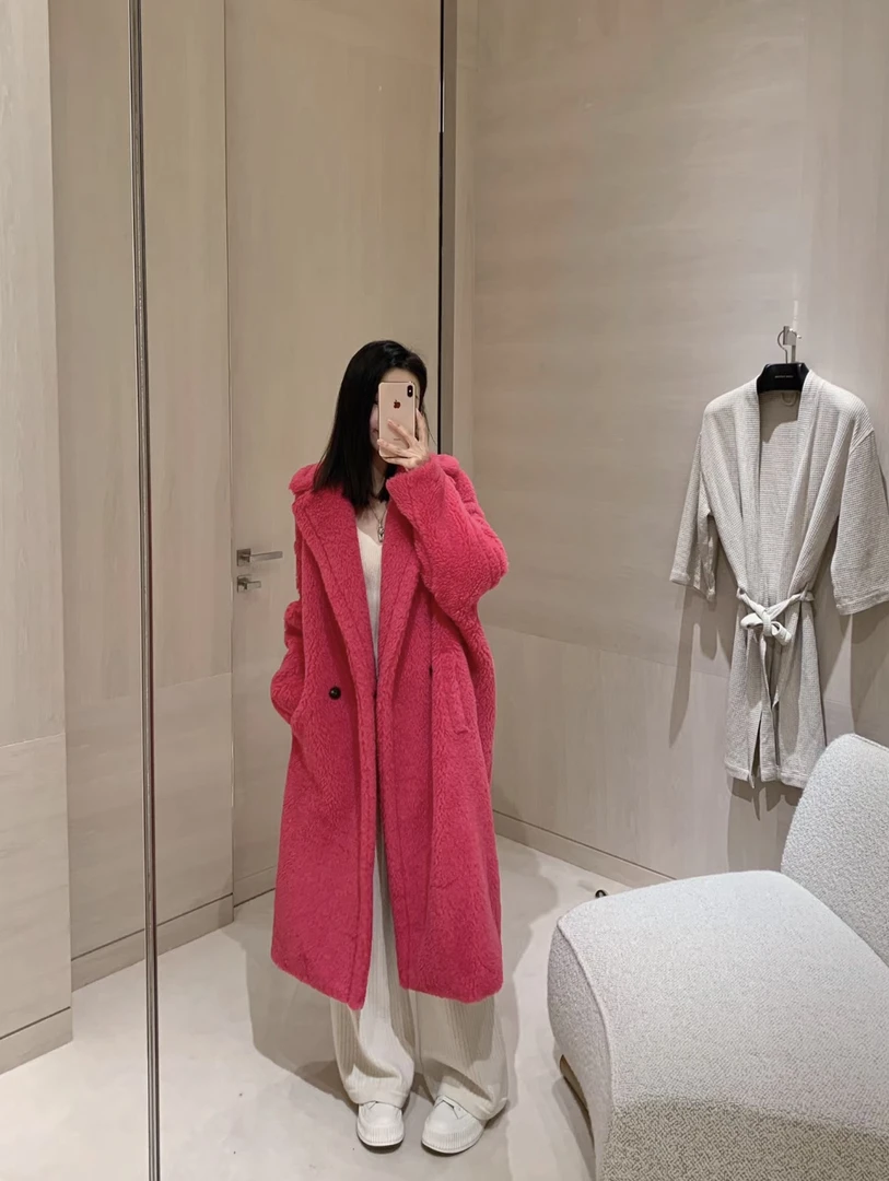 Maxmara/树莓红泰迪大衣周雨彤同款 S码 99新 GM001349