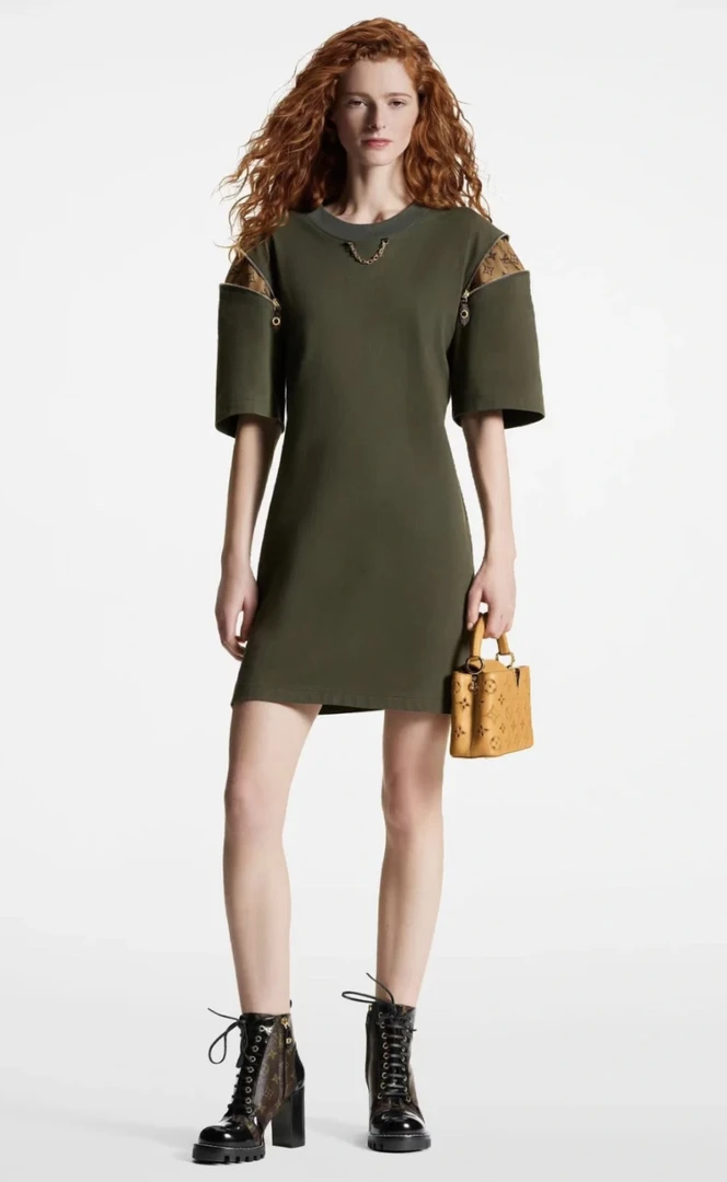 Louis Vuitton/路易威登/23早秋橄榄绿色短袖裙XS码99新GM001284