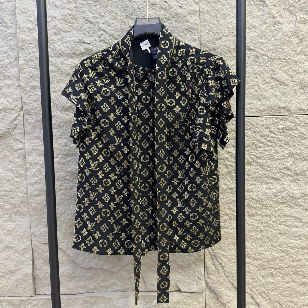 Louis Vuitton/路易威登/老花满印金色荷叶袖 34码 99新 GM000701