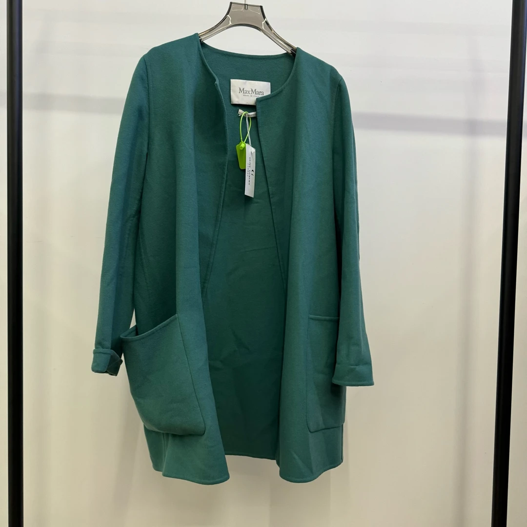Maxmara/绿色圆领羊绒大衣外套 40码 99新 GM001245