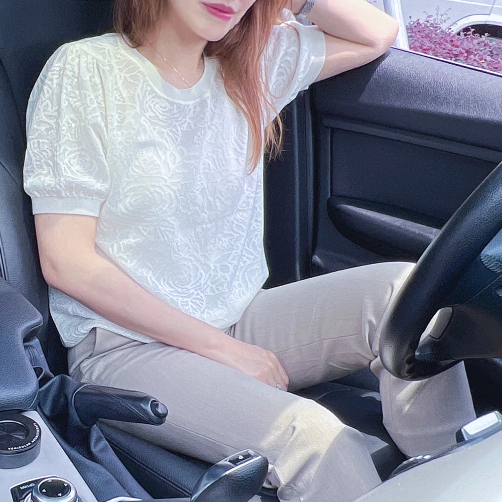 桑蚕丝&莱赛尔舒适透气薄款百搭休闲时尚微闪轻奢夏季针织上衣107