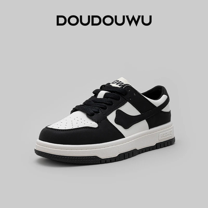 豆豆屋厚底板鞋女2025春秋新款韩版潮运动休闲系带百搭平底女单鞋