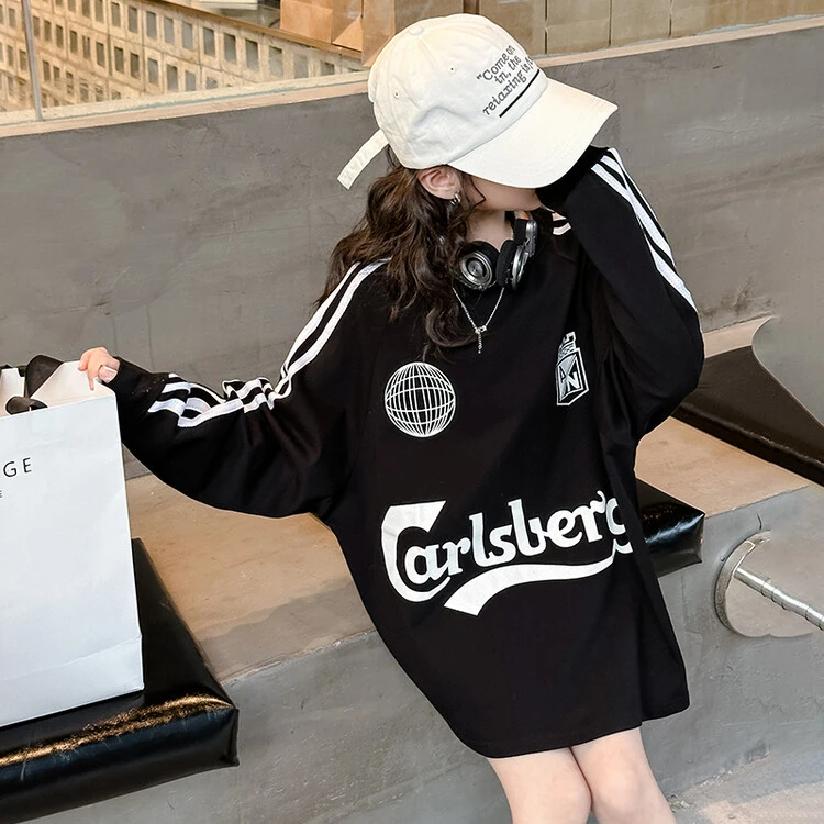 女童秋装打底T恤6-12岁潮款韩版潮酷新款洋气儿童薄款长袖上衣