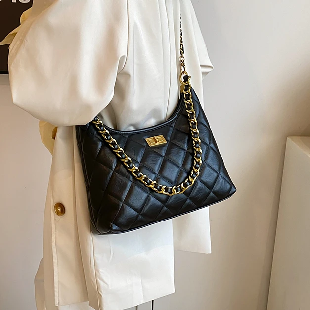 小众轻奢包包女2025新款菱格链条包时尚百搭气质高级感单肩斜挎包