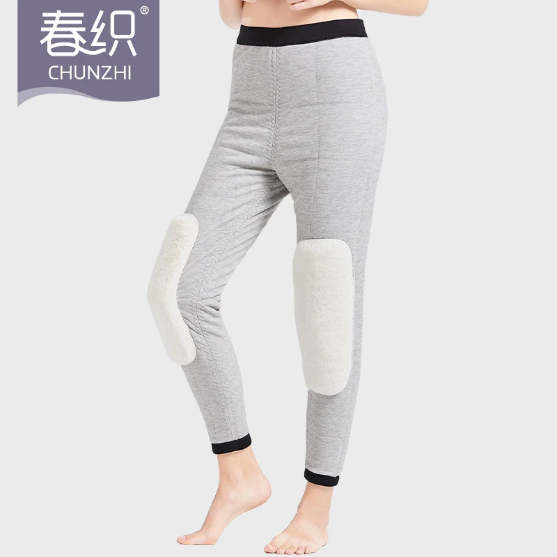 中老年加绒加厚保暖裤护膝高腰含羊毛裤女士打底老人秋裤冬季男