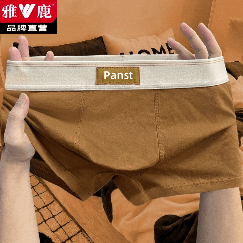 雅鹿男士内裤纯棉抗菌四角底裤男款夏薄透气青少年平角短裤头裤衩