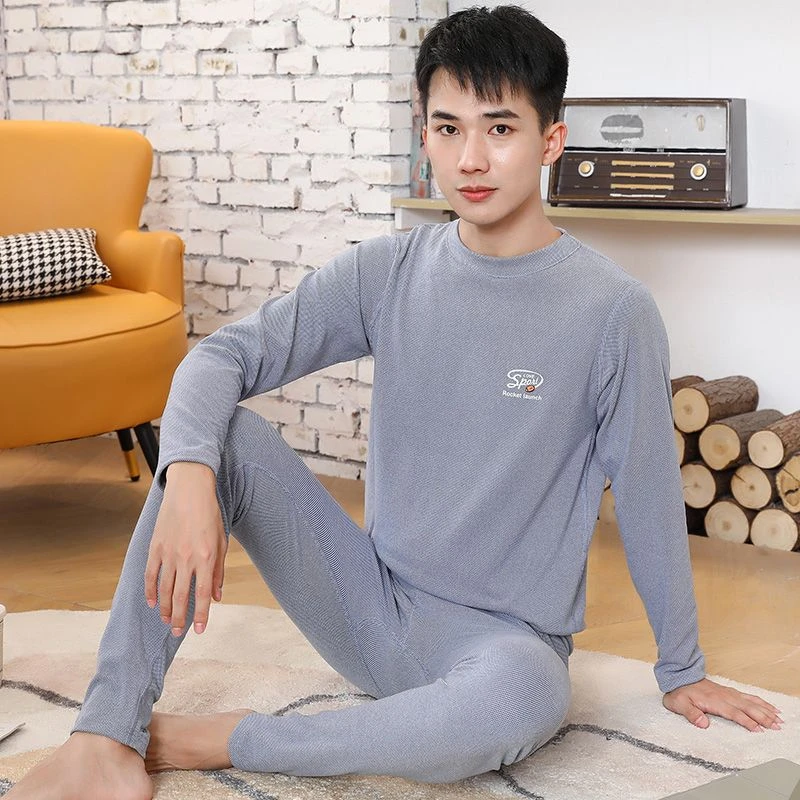 青少年德绒保暖内衣男生中大童高中生加绒磨毛学生秋衣秋裤套装冬