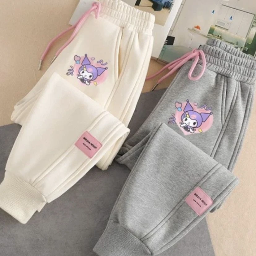女童秋冬款中大童库洛米运动裤新款休闲宽松卫裤加绒版女童裤子