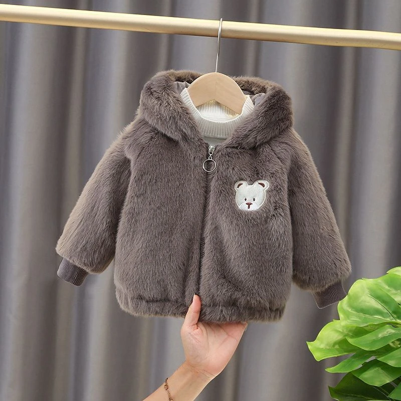 男童加绒夹棉厚款棉服外套宝宝连帽毛毛衣潮孩新款品质童装1-6岁