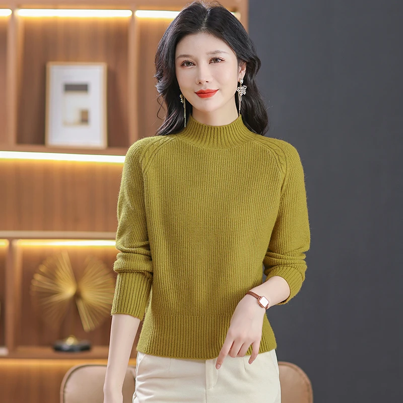 纯色净版半高领加厚高品质针织衫洋气时尚减龄显瘦打底衫阔太太