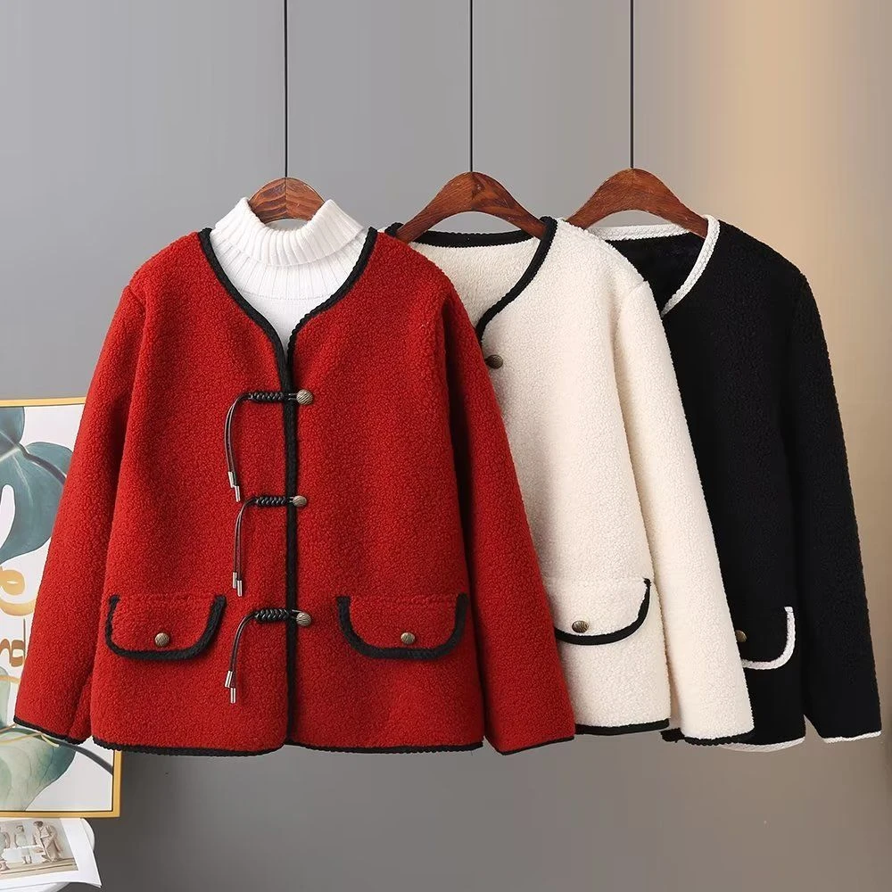 加肥大码胖mm女装冬季新款红色小香风外套洋气保暖加绒加厚上衣