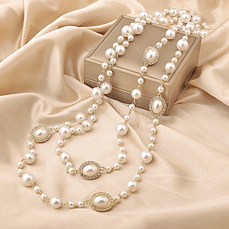 合金仿珍珠项链 2024设计款百搭项链气质时尚2