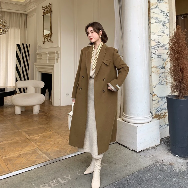 双面羊绒大衣女中长款2022年新款高端冬季加厚双面呢100羊毛外套