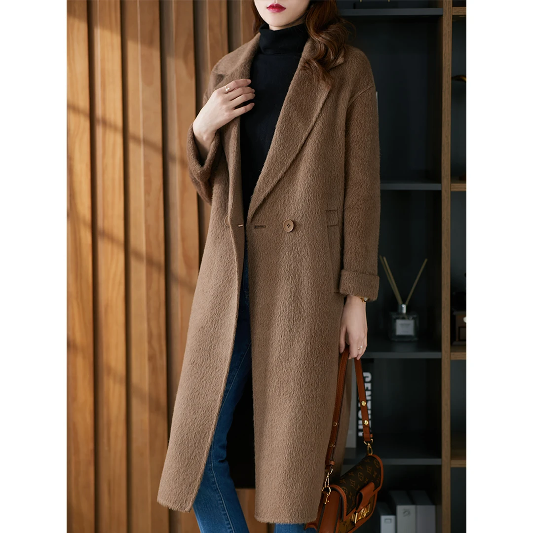 原形阿尔巴卡羊驼毛呢大衣2024新款羊毛呢子外套63130