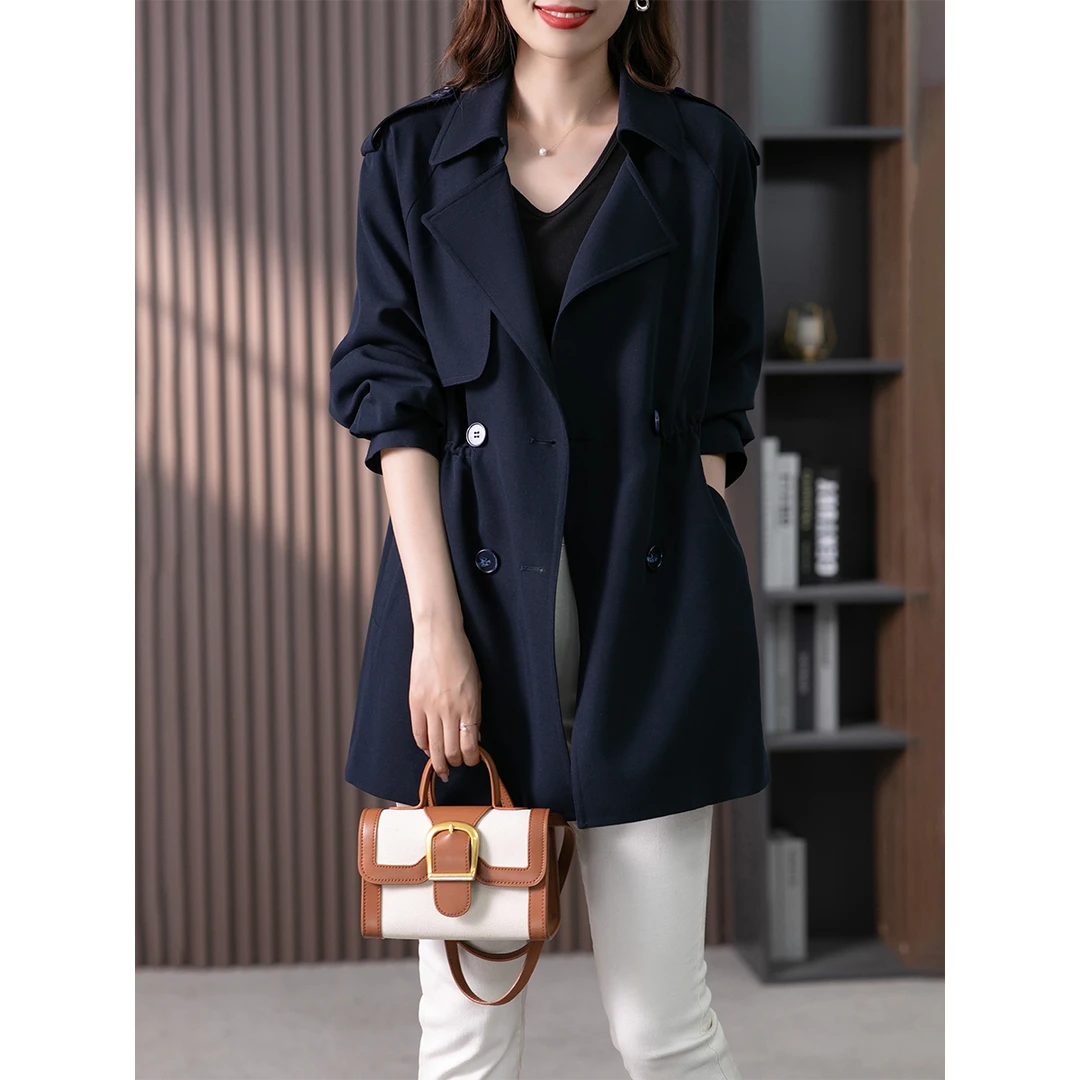 原形时尚2025秋季法式风衣女中长款收腰气质显瘦外套85258