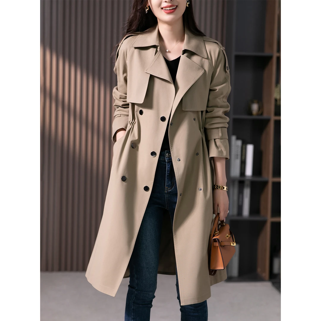 原形 高端风衣外套双排扣设计感英伦风中长款大衣U87137