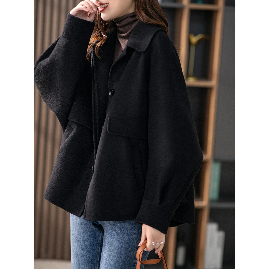 原形时尚气质短款双面羊绒大衣设计感韩版小个子羊毛呢外套U84887
