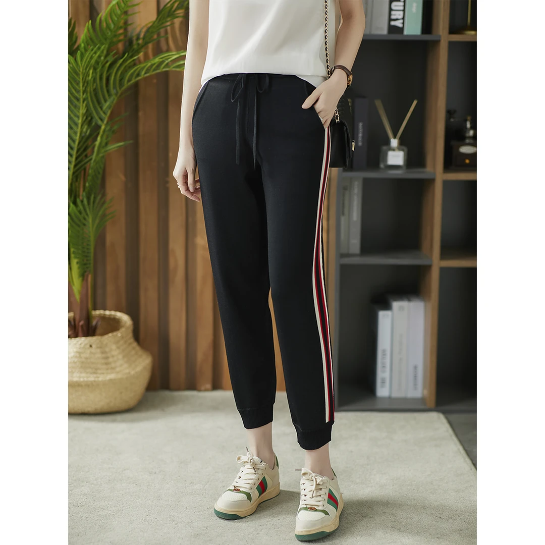 原形运动休闲卫裤抽绳松紧腰显瘦宽松束脚长裤U68561