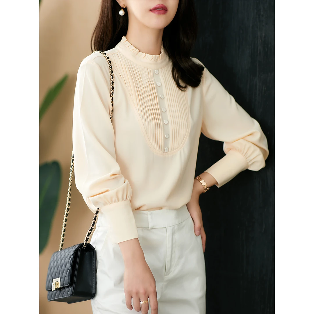 原形拼接衬衣时尚女设计感小众洋气修身气质小衫U68584