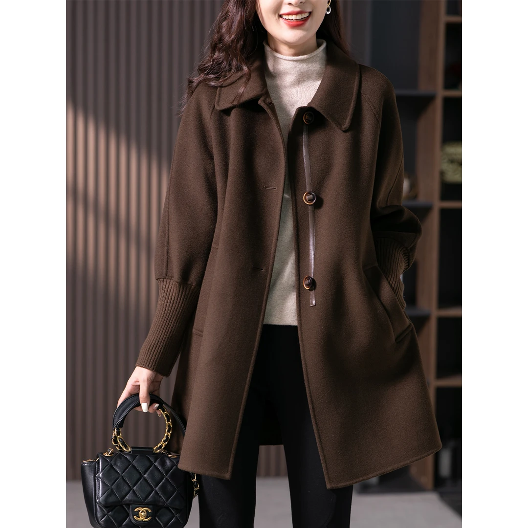 原形时尚高端双面羊绒大衣2024冬季新款韩版宽松呢子外套U87168