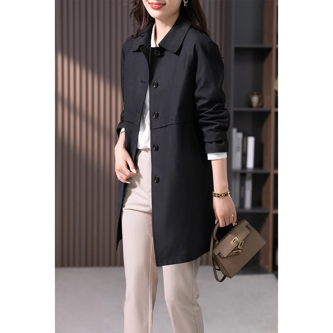 【白桦专属】原形英伦气质风衣女中长款韩版高级感显瘦87037