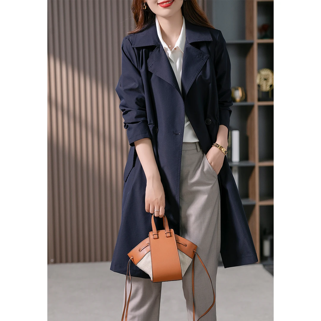 【黎黎粉专属】原形英伦风收腰显瘦大衣韩版高级气质风衣外套U85985