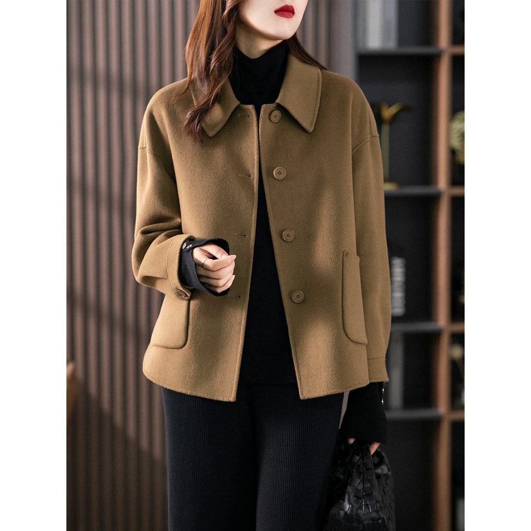 原形双面羊绒羊毛大衣女短款2025冬季韩版休闲百搭毛呢外套84858