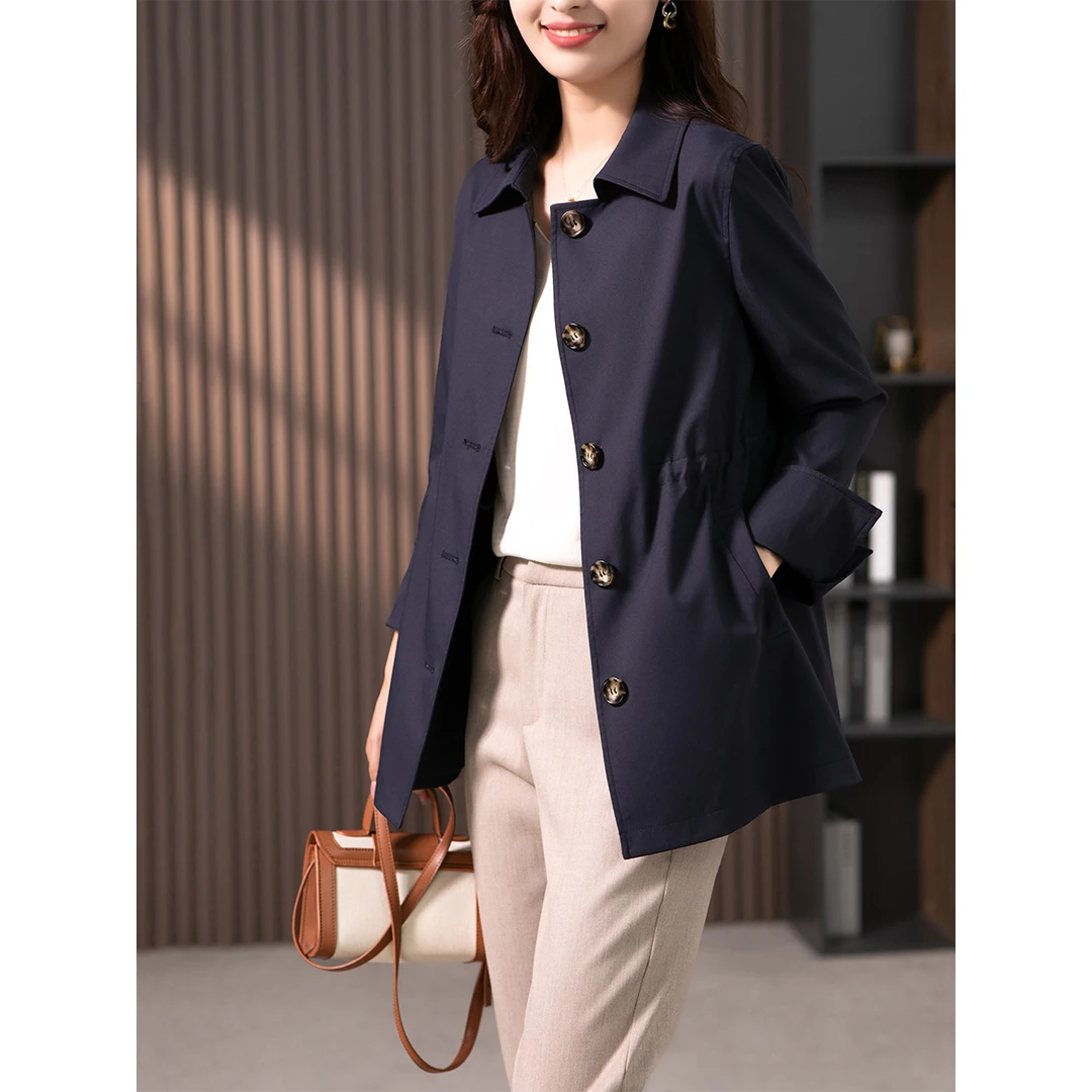 原形韩版收腰显瘦小个子设计感中长款风衣外套休闲修身通勤U87535