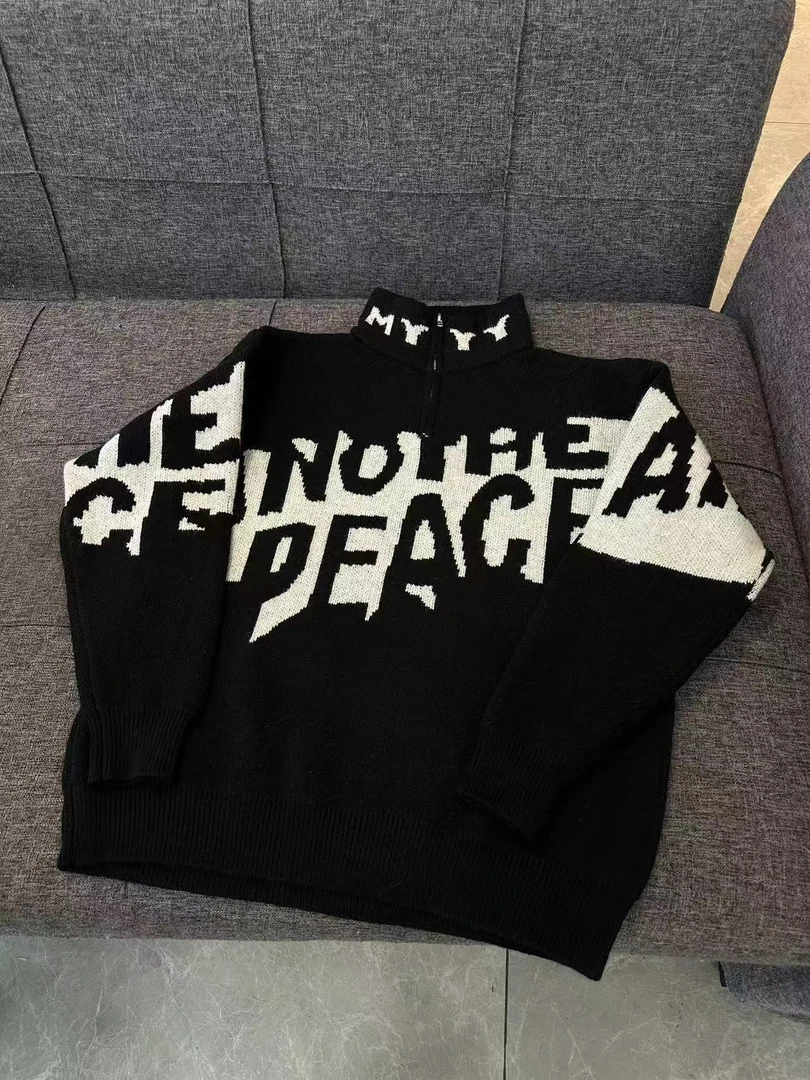 A243 潮牌高端拉链半高领毛衣男秋冬款新款慵懒风加厚