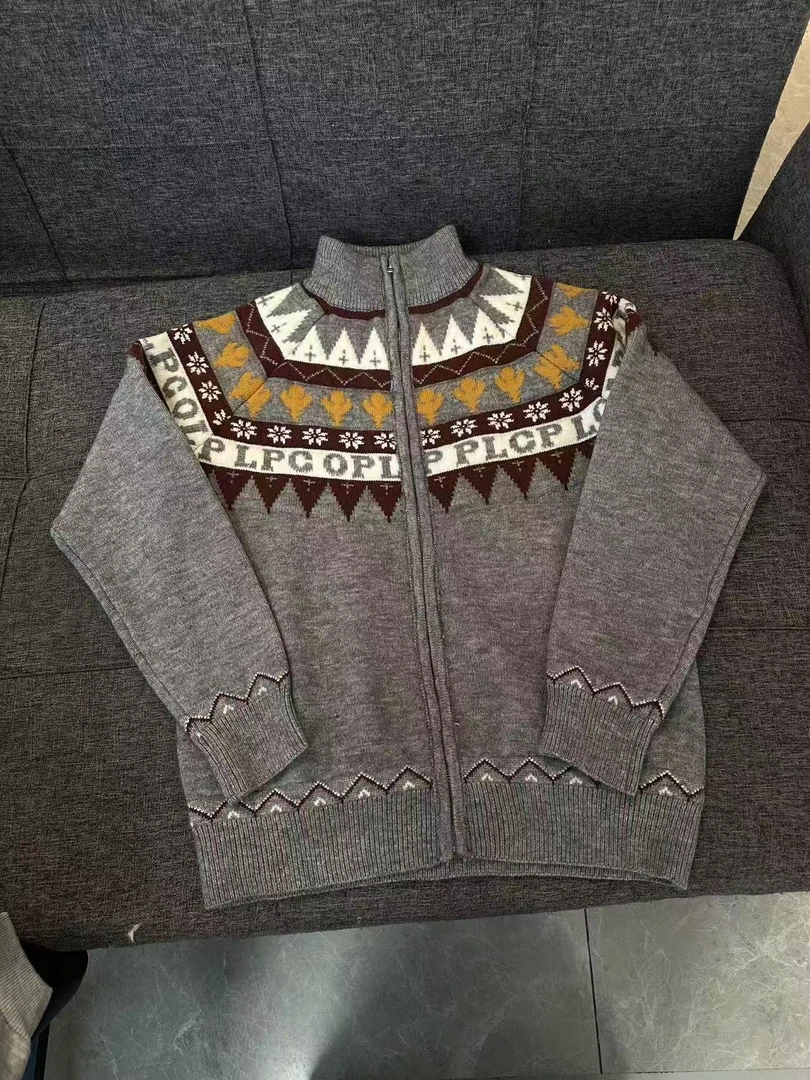 A284 提花开衫毛衣国潮牌秋冬季加厚情侣宽松美式针织衫