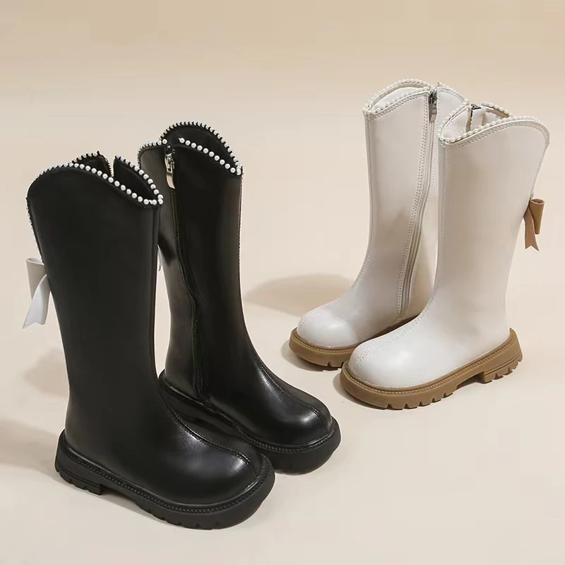 女童鞋子儿童长筒靴子2024秋冬新款春秋款小女孩加绒高筒公主长靴