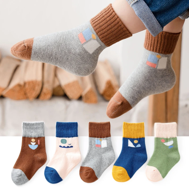 儿童袜子秋冬季中筒袜男童1-3岁学生男孩卡通童袜宝宝袜子春秋袜