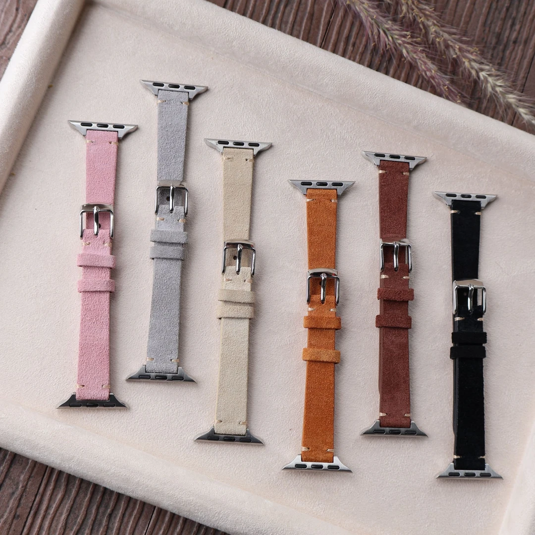 翻毛皮质真皮表带苹果表带适用于applewatchS9iwatch87654