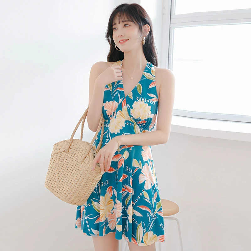 大码泳衣女保守连体大胸聚拢裙式遮肚显瘦中年胖妈妈温泉泳装遮肉
