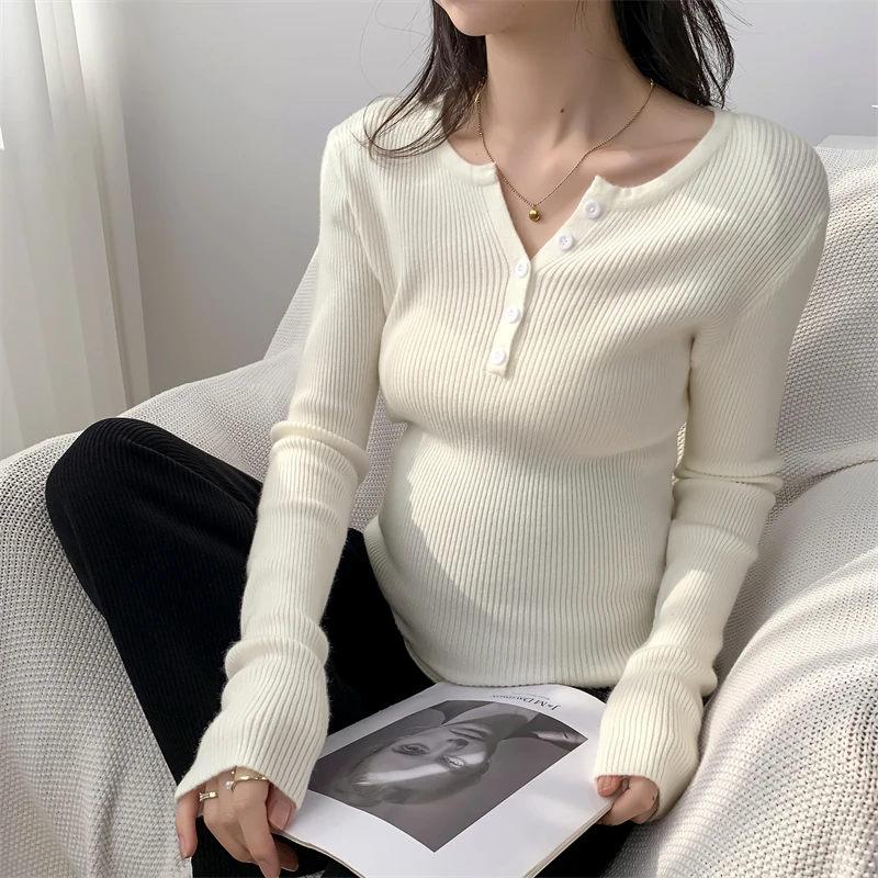 孕妇装秋冬装长袖针织衫保暖毛衣秋冬怀孕打底衫时尚百搭上衣T恤