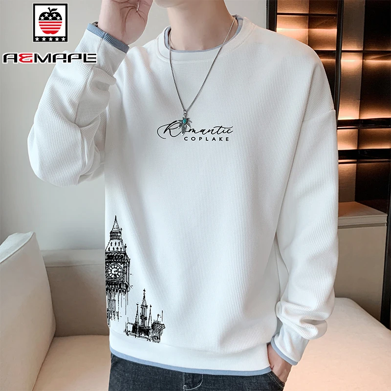AEMAPE卫衣男士春秋款宽松帅气圆领打底衫男生无帽针织长袖上衣