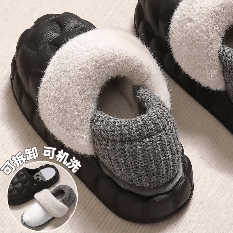 可拆卸棉拖鞋男士冬季款包跟防水室内家居保暖绒毛防滑拆洗款外穿