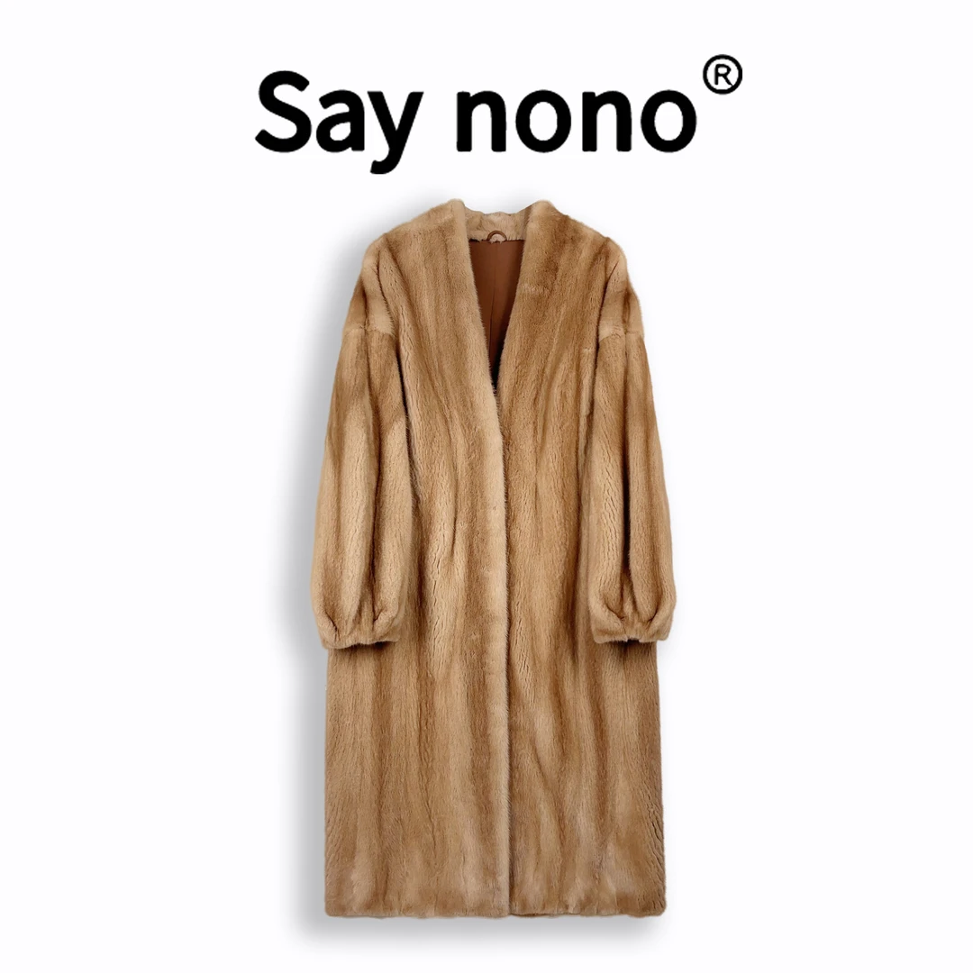 懒猫nono│Saynono 貂皮外套大衣整貂V领皮草大衣WD9106