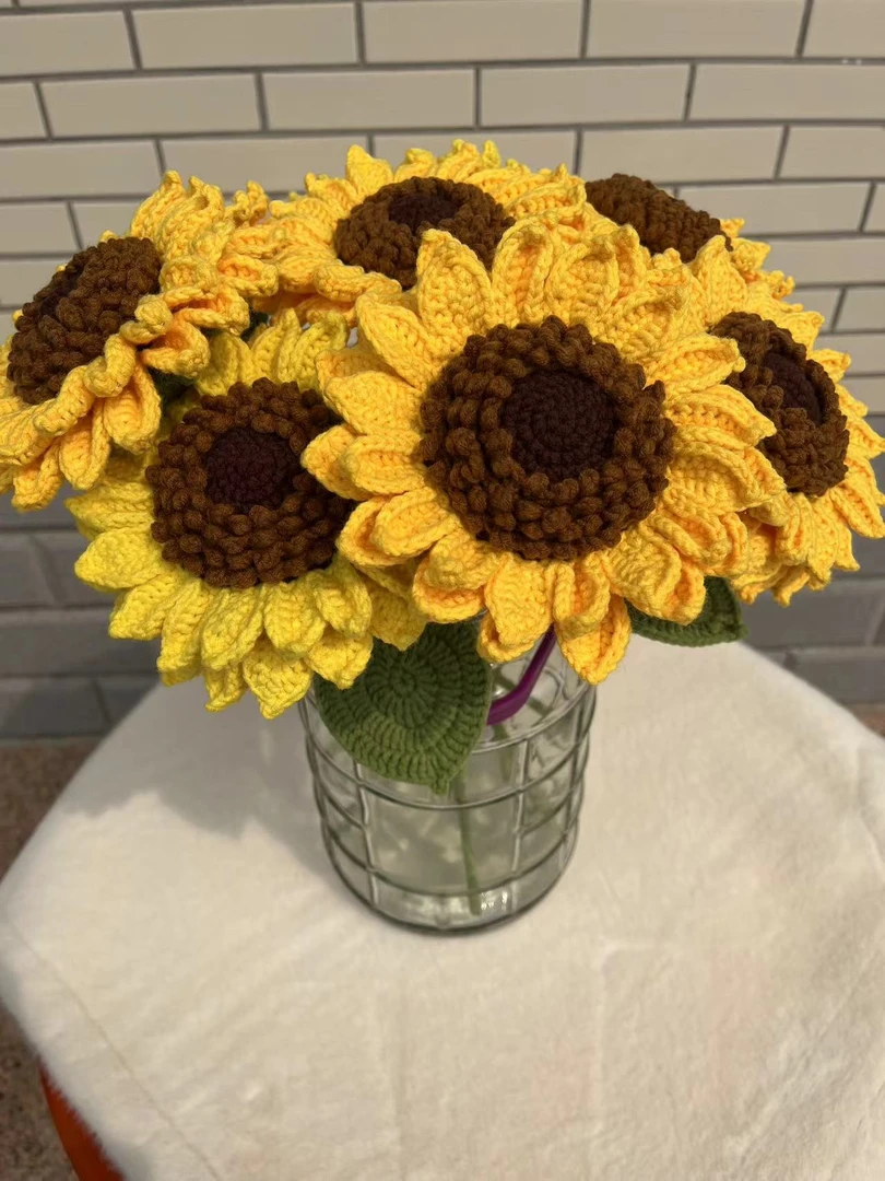 向日葵手工编织毛线花diy针织花束网红推荐款教师节母亲节礼物