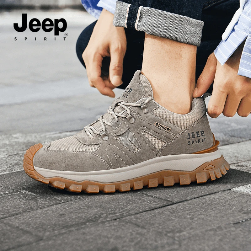 JEEPSPIRIT吉普男鞋秋季新款男士休闲运动鞋男款防水防滑户外鞋