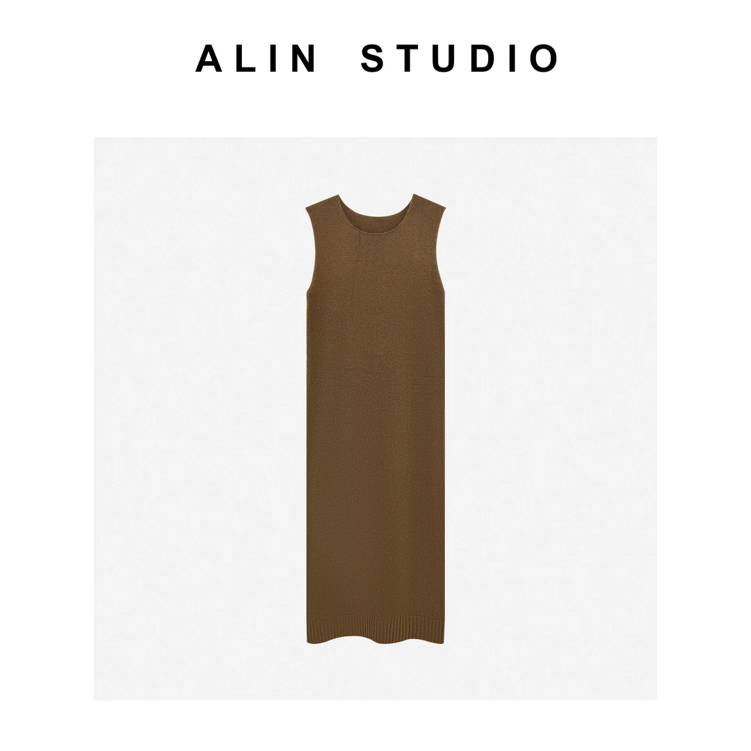ALIN【Row风羊毛连衣裙】秋冬休闲时尚针织羊毛无袖连衣裙YL-AW7012