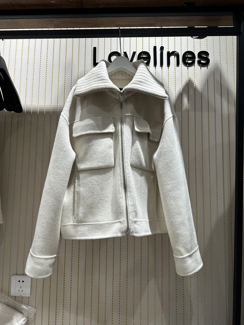 【澜茵服饰】FY-1005冬季新款韩版百搭宽松显瘦时尚针织领休闲外套