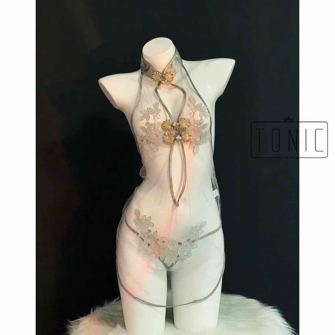 熟女笔记｜复古气质蕾丝花纹高雅性感美背超薄睡裙夏季居家服套装