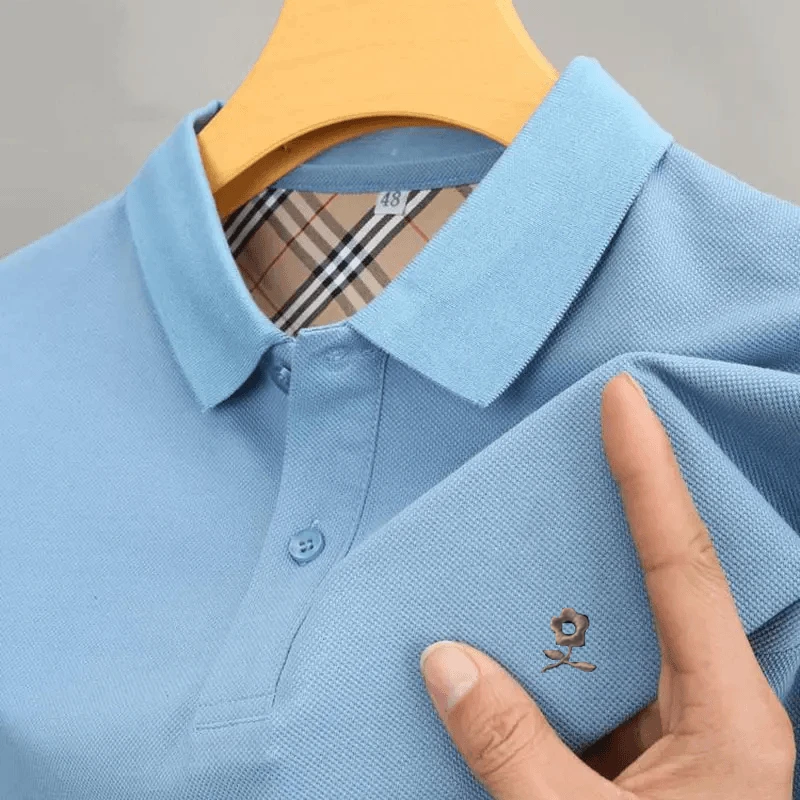 夏季新款专柜轻奢男士纯棉短袖t恤男士中青年翻领休闲纯色polo衫