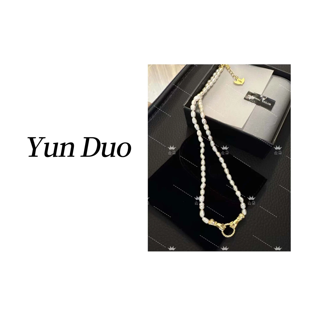 铜合金仿珍珠项链 云朵定制 【执子之手】设计感吊坠项链IH63